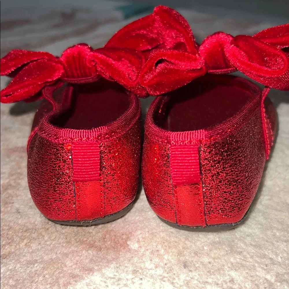 H&M Red Glitter Kids Dress Shoes with Velvet Bow